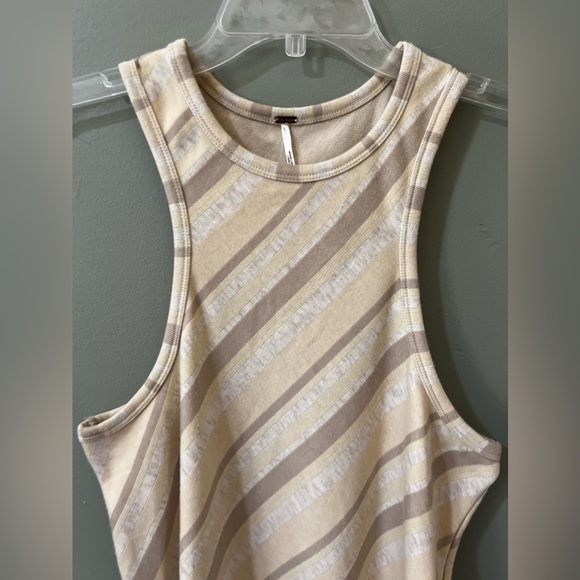 NWOT Free People Sidelines Tank Top Shirt Ivory Combo Racerback L Large - Picture 2 of 6